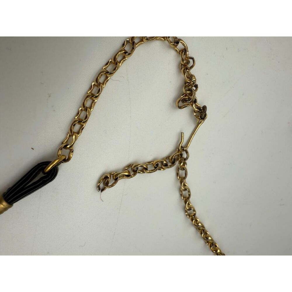 Black neck tie gold tone black cord - Picture 5 of 6